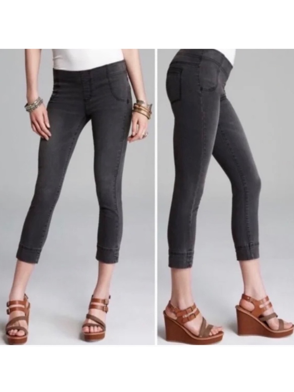 Free People Gray Abyss Pull On Crop Jeans Size 26